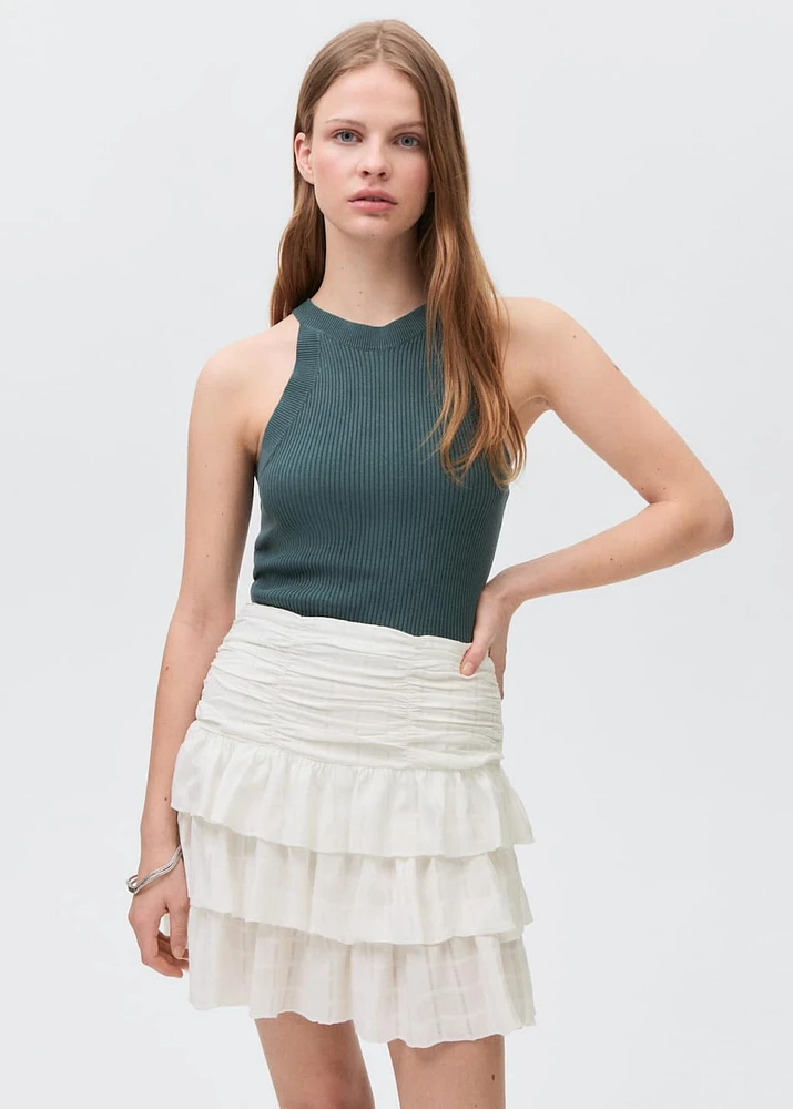 Gathered skirt with ruffles