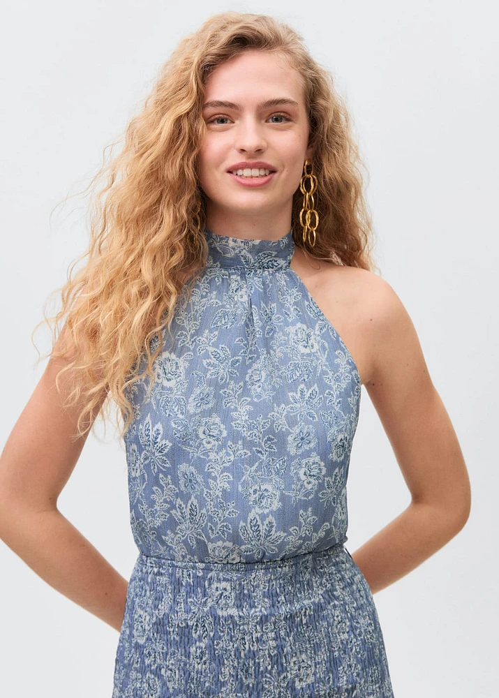 Halter-neck printed dress