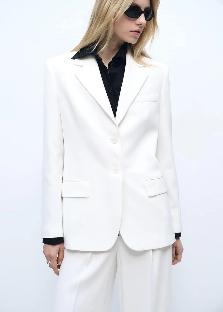 Straight button suit blazer