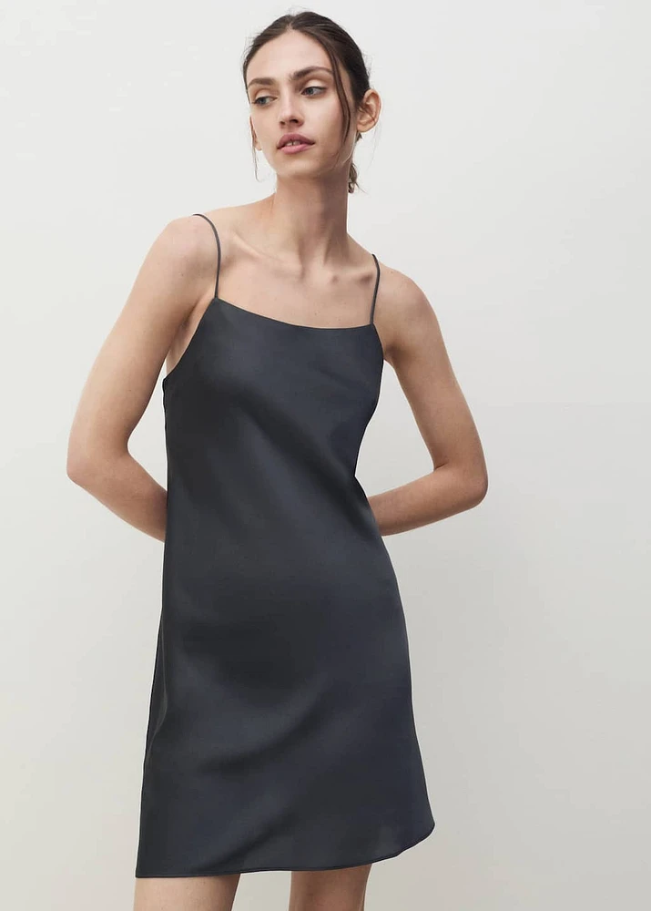 Satin nightgown with straps