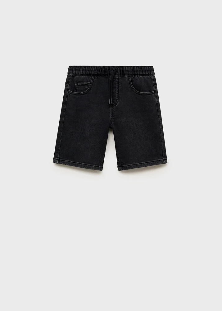 Denim bermuda shorts with drawstring