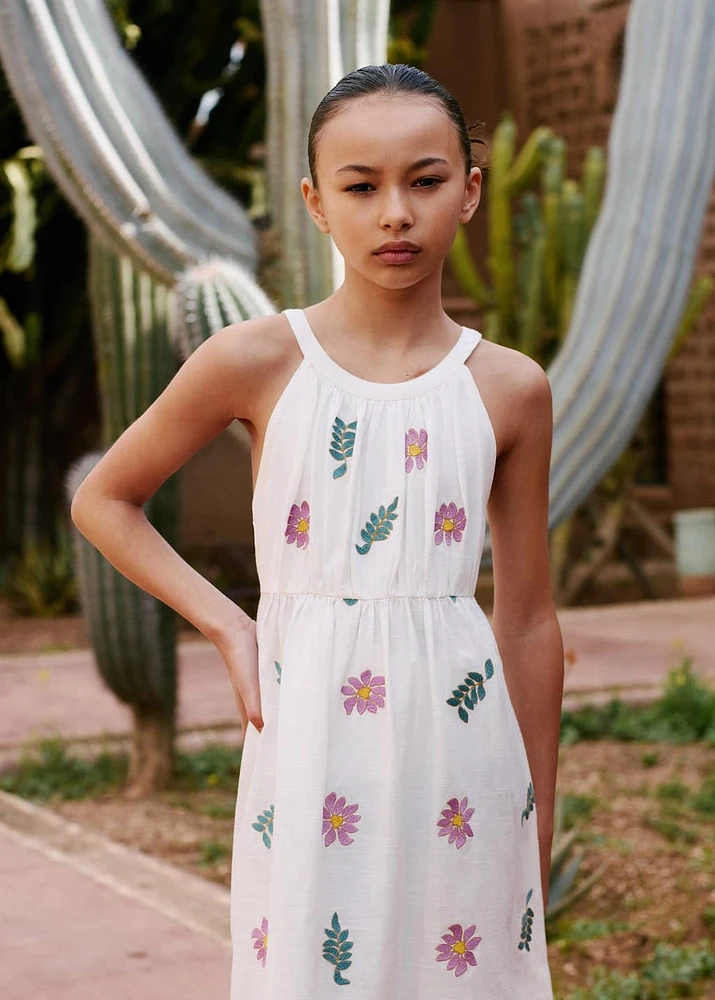Floral embroidery dress