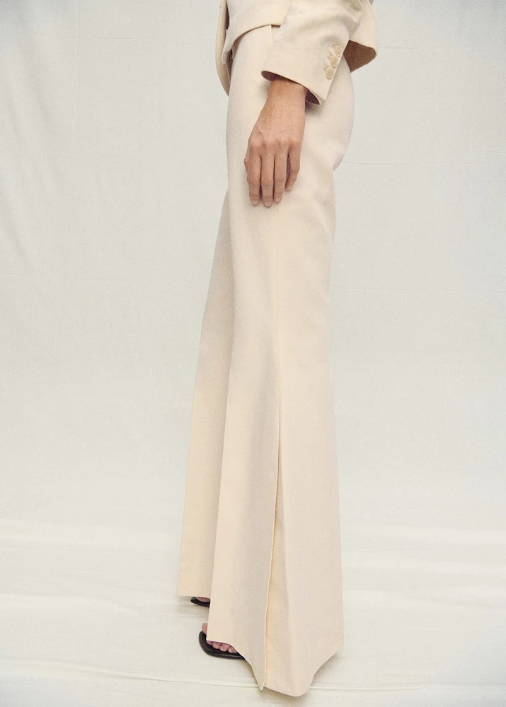 Flared linen-blend suit pants