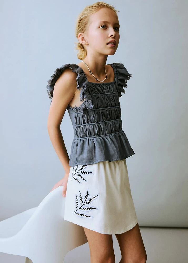 Pant skirt with embroidered detail