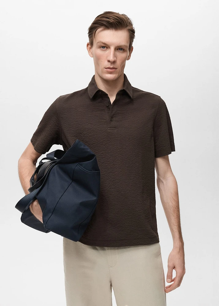 Seersucker cotton polo shirt