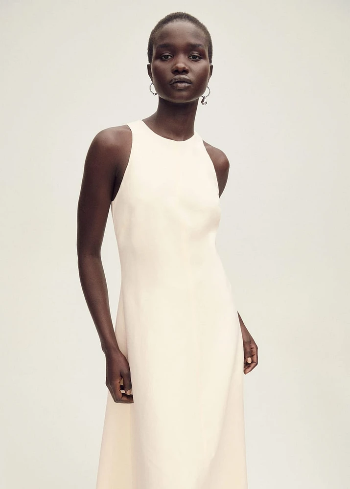 Linen dress with frayed hem