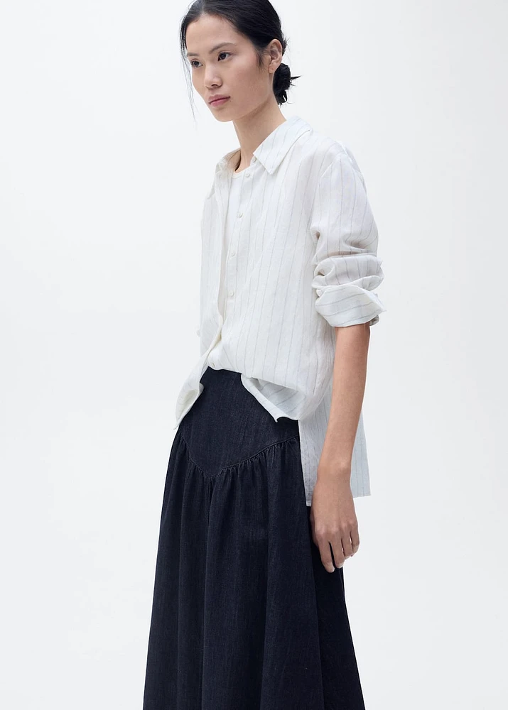 Flared denim skirt