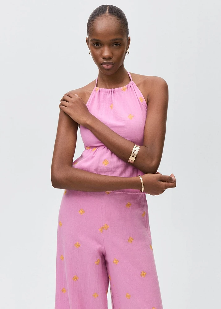 Embroidered culotte pants