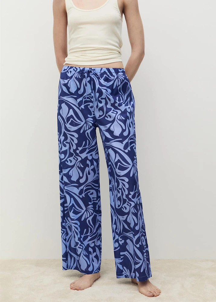 Cotton two-tone printed pants
