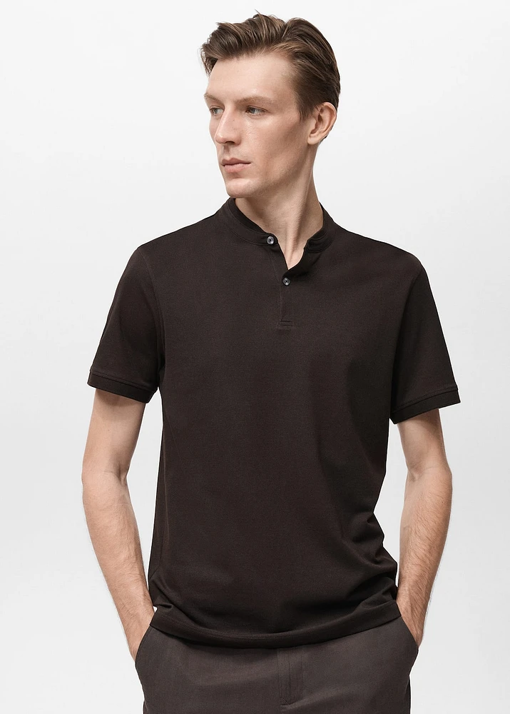 Mao collar cotton polo