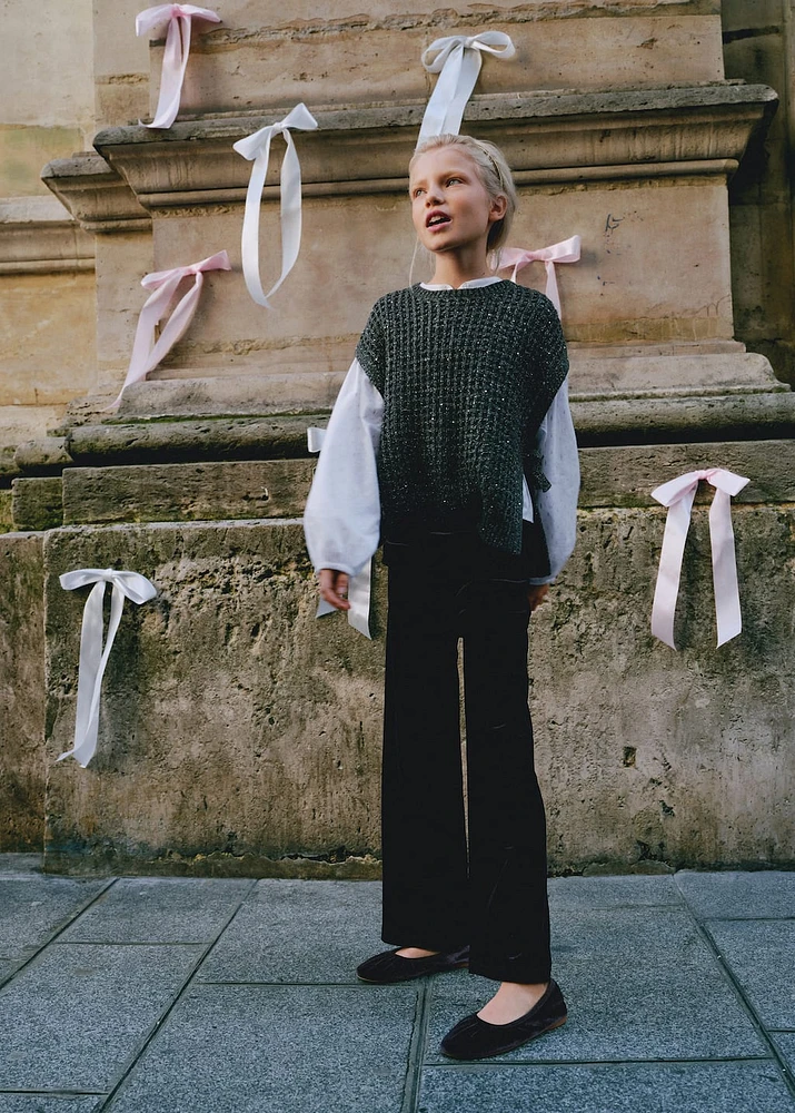 Lurex openwork knitted vest