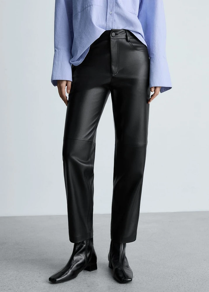 Leather-effect straight pants