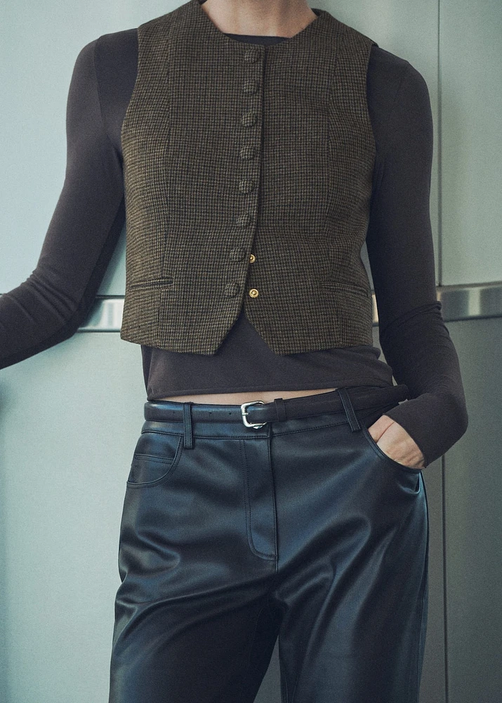 Micro-houndstooth wool vest