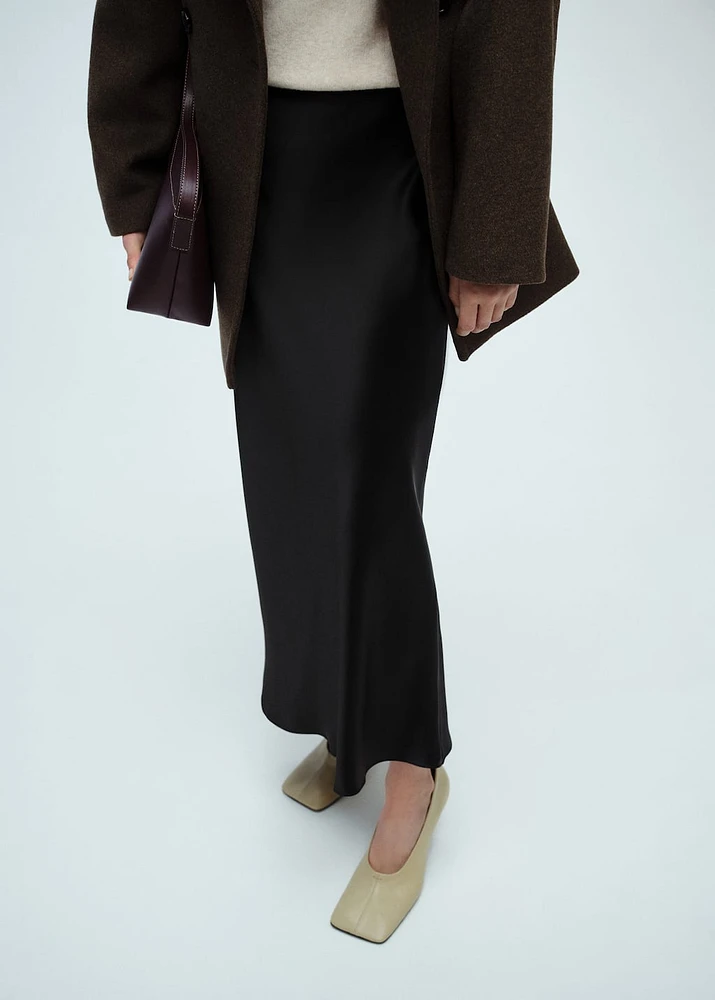 Midi satin skirt