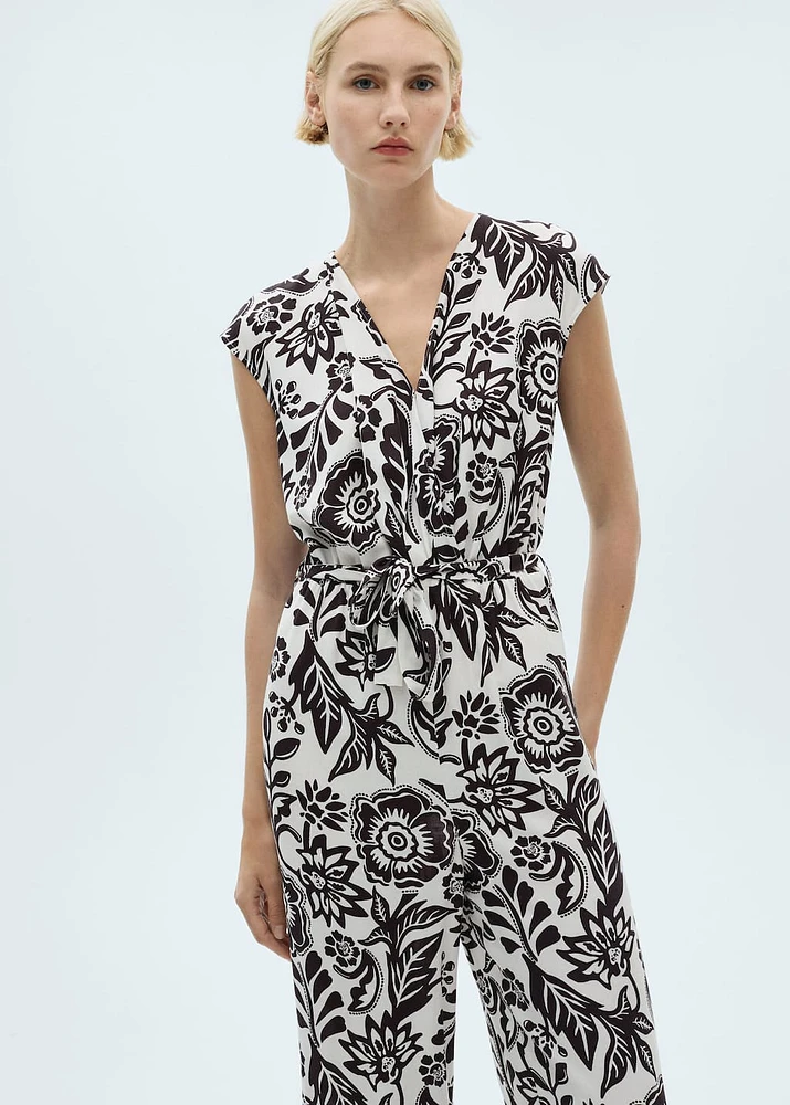 Belt printed jumpsuit