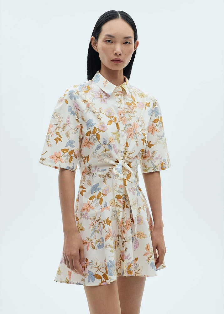 Floral-print dress with knot