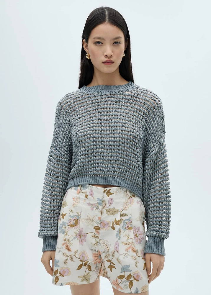 Oversized openwork knitted sweater