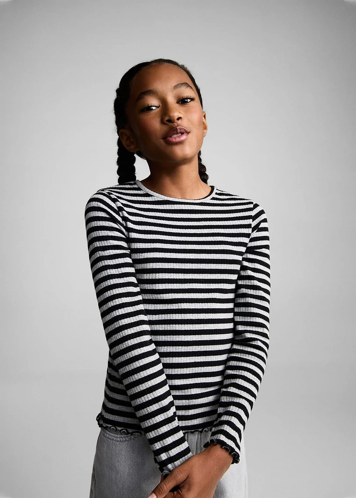Striped rib T-shirt