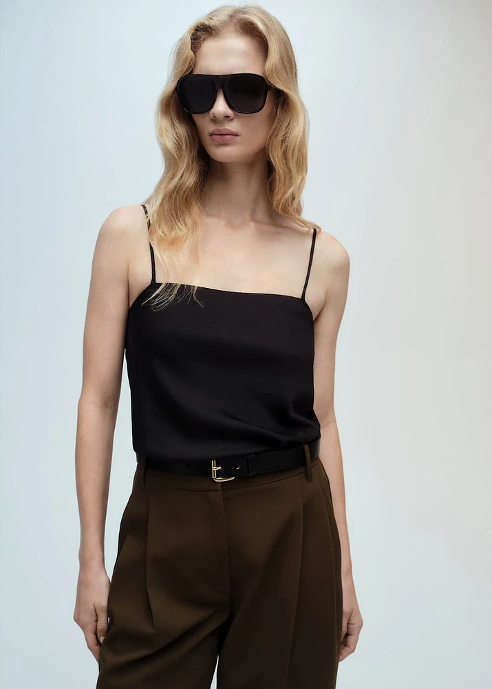 Satin top with thin straps