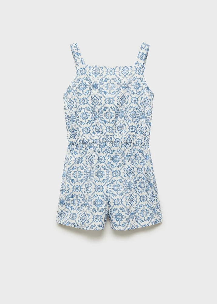 Linen-blend printed jumpsuit