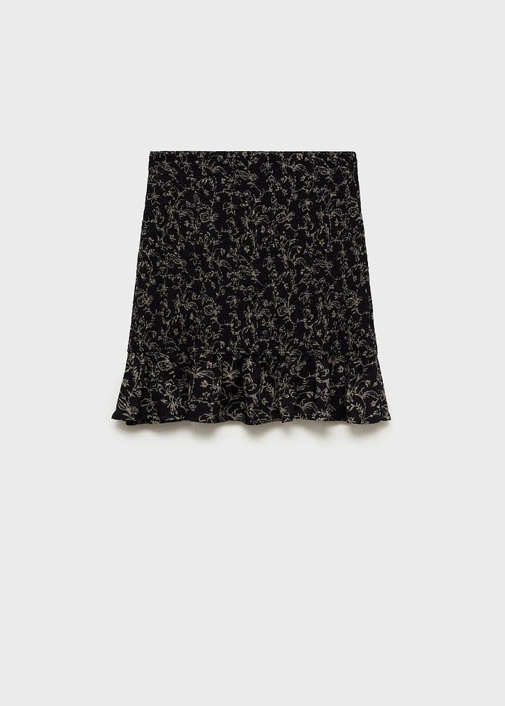 Gathered skirt with ruffle