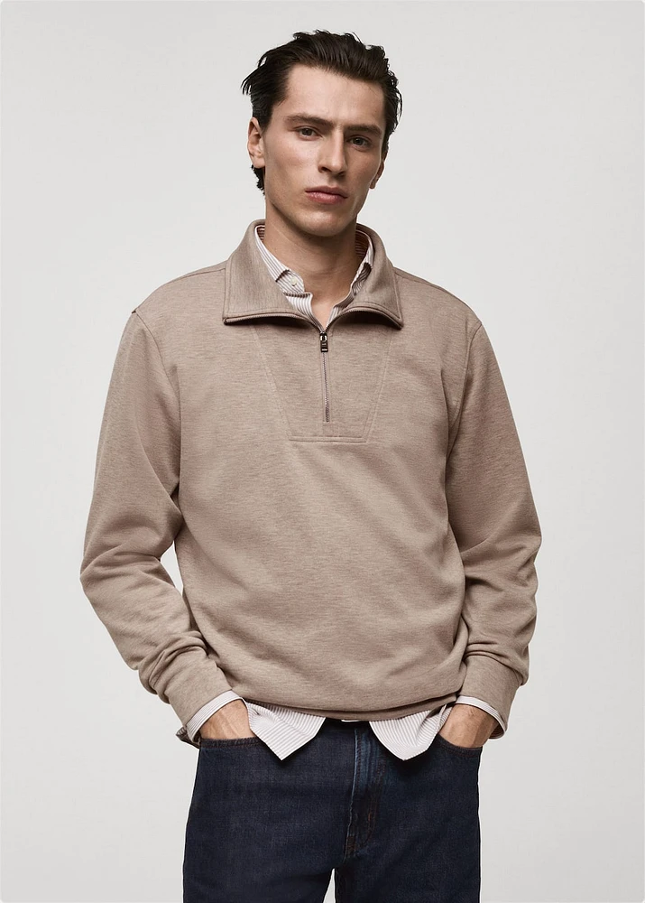 Regular-fit zipper-neck sweatshirt