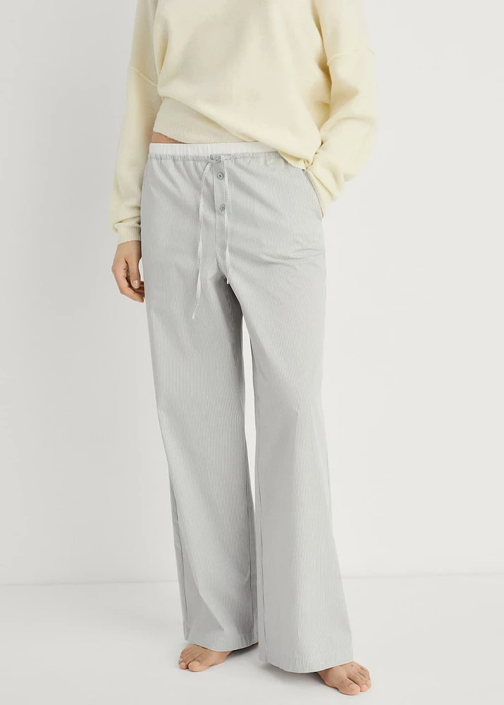 Striped pajama pants with elastic detail