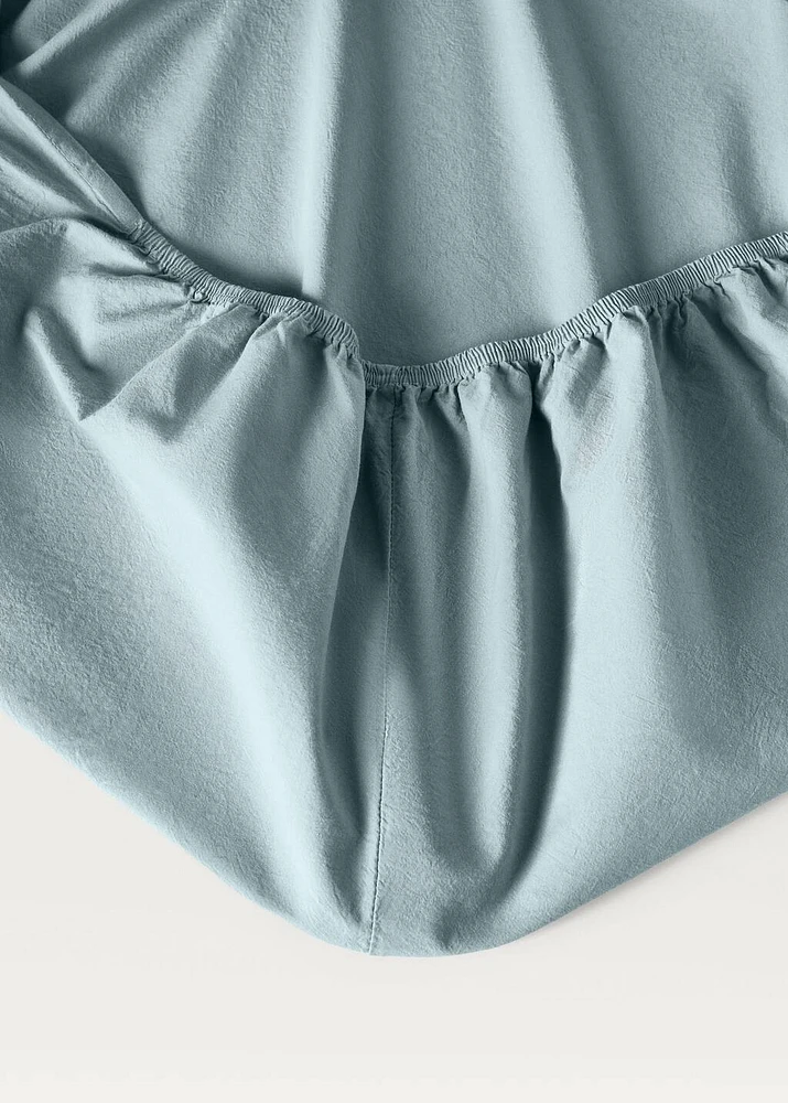 Washed cotton double-stitched fitted sheet for crib
