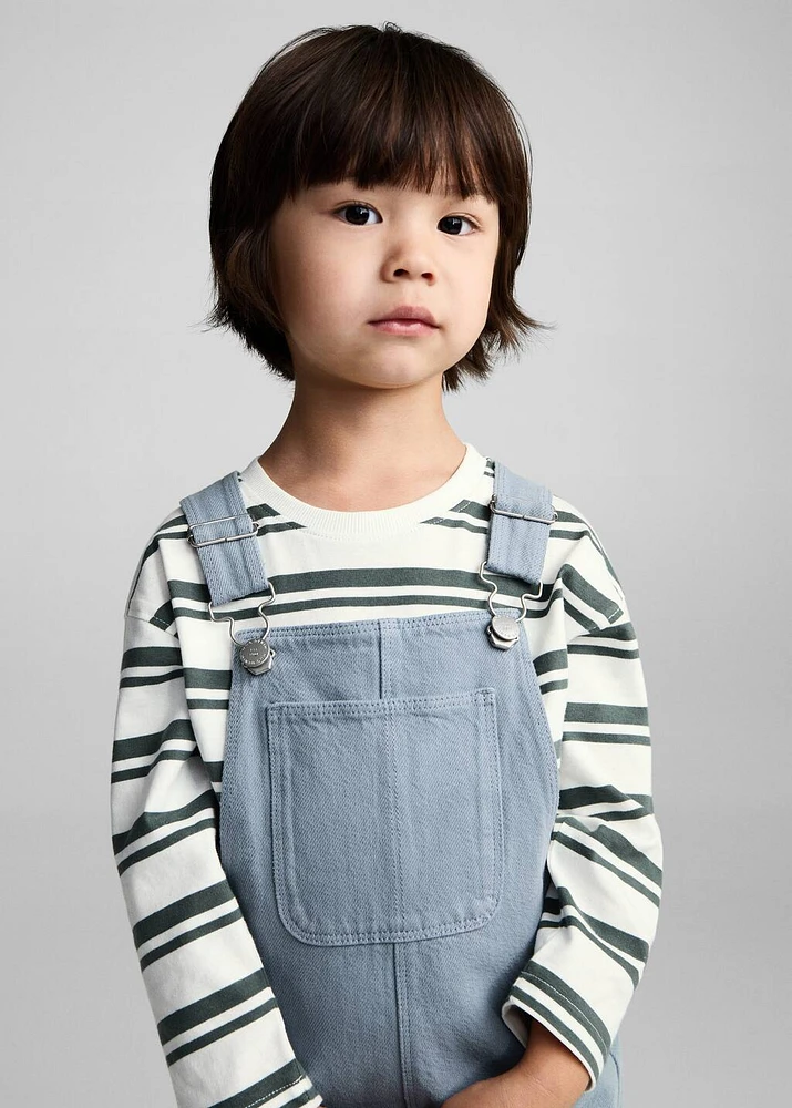 Long denim overalls with pocket