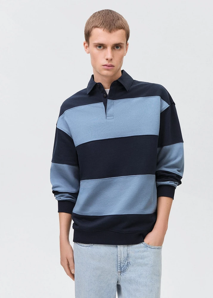 Striped polo-neck sweatshirt