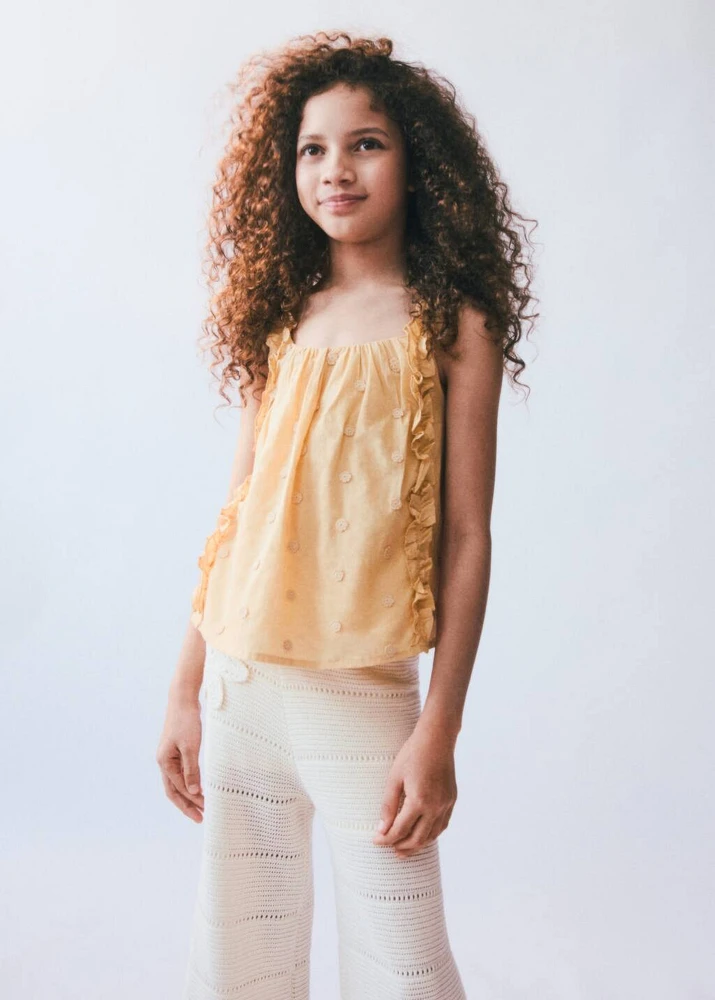 Ruched embroidered blouse