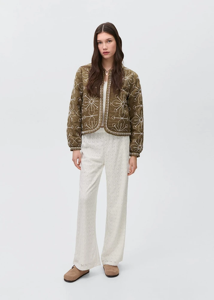 Swiss-embroidered pants