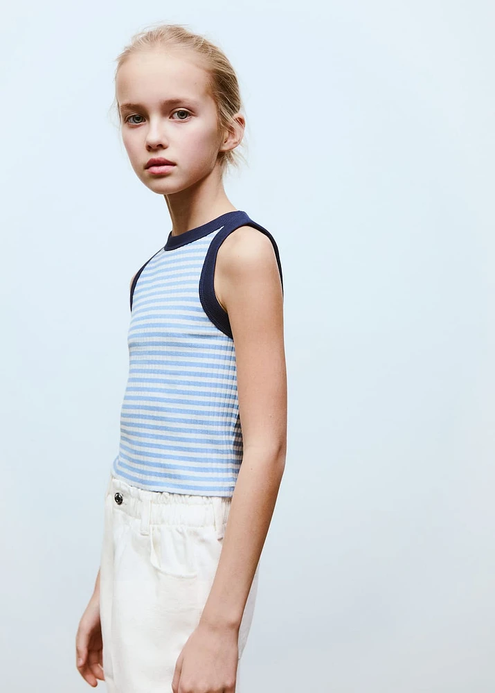 Striped cotton-blend top
