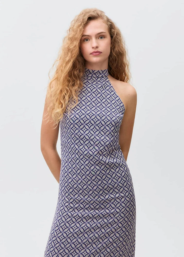 Halter-neck printed dress