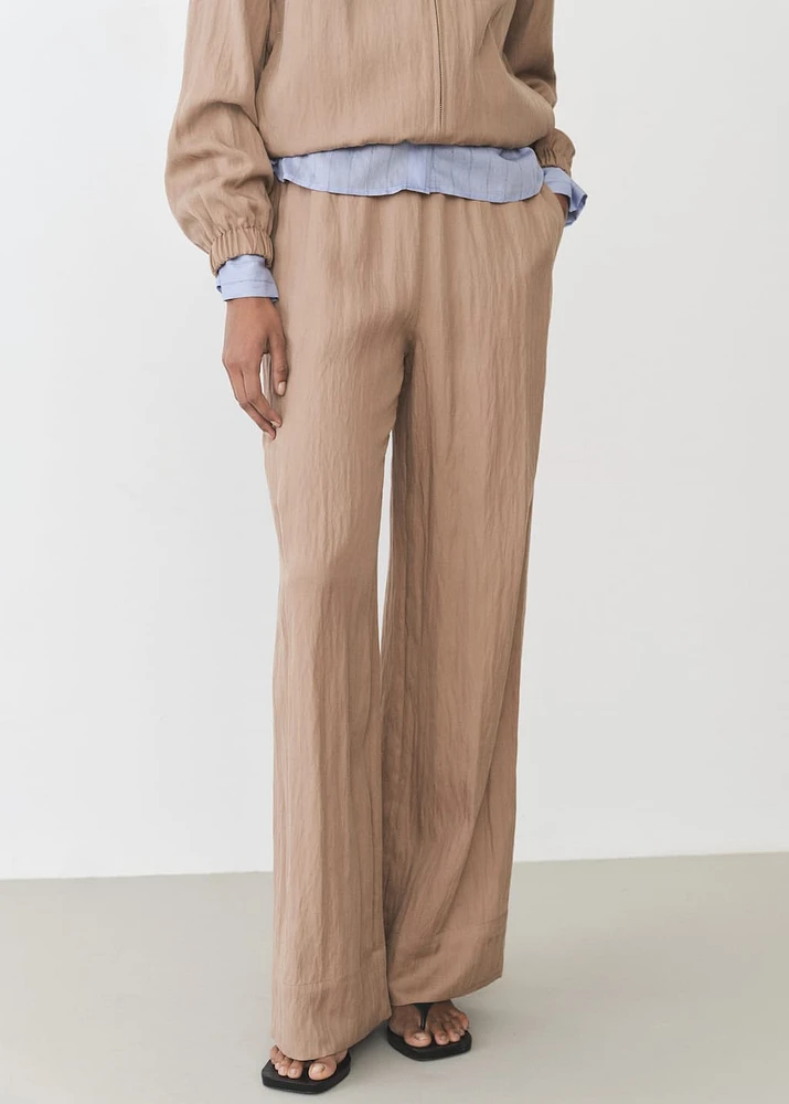 Straight-fit lyocell textured pants