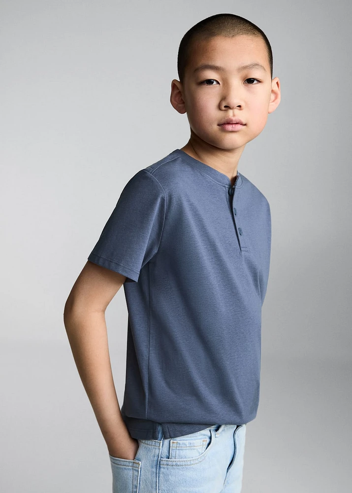Buttoned cotton T-shirt