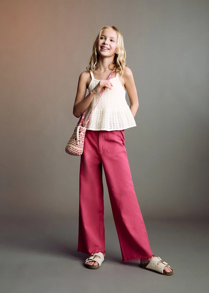 Linen-blend culotte pants