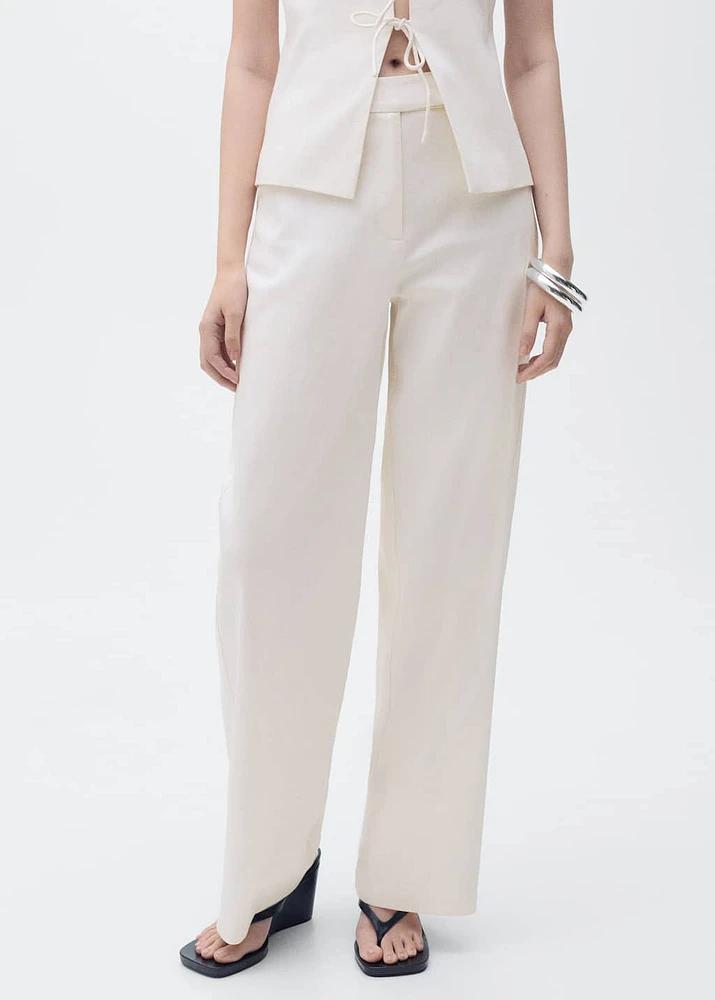 Straight mid-rise pants