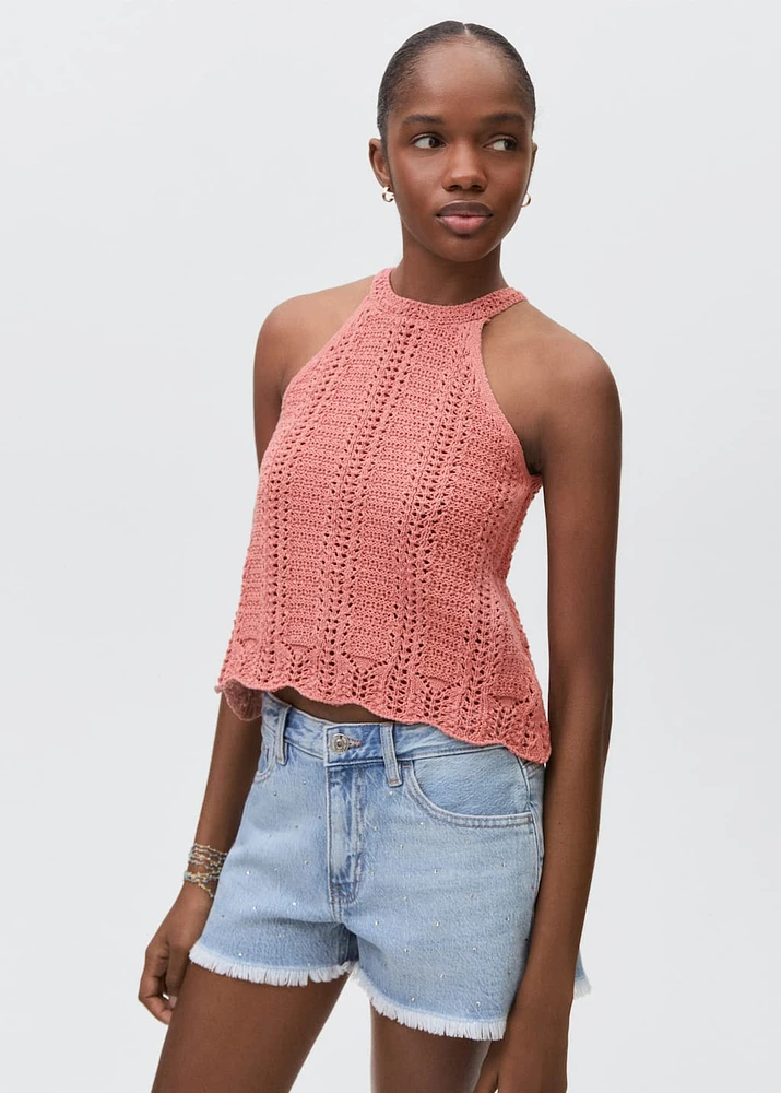 Openwork knit top