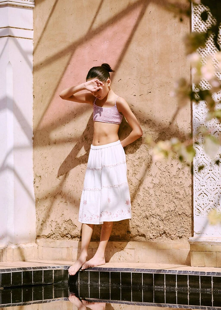 Floral embroidery skirt