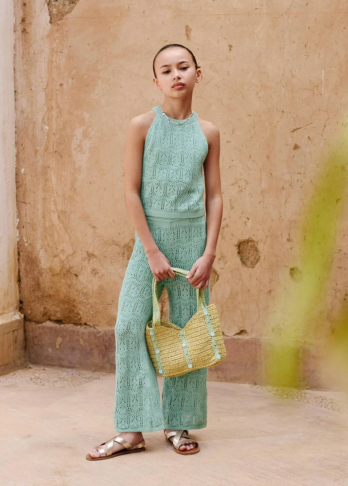 Openwork knitted trousers