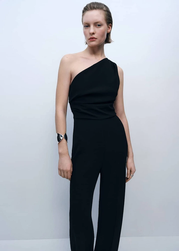 Asymmetrical jumpsuit with draped detail
