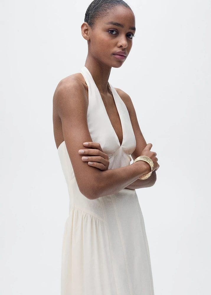 Halter-neck linen dress