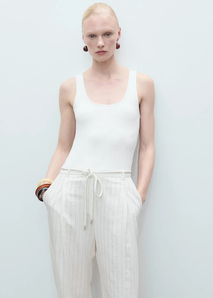 Striped combined knitted jumpsuit