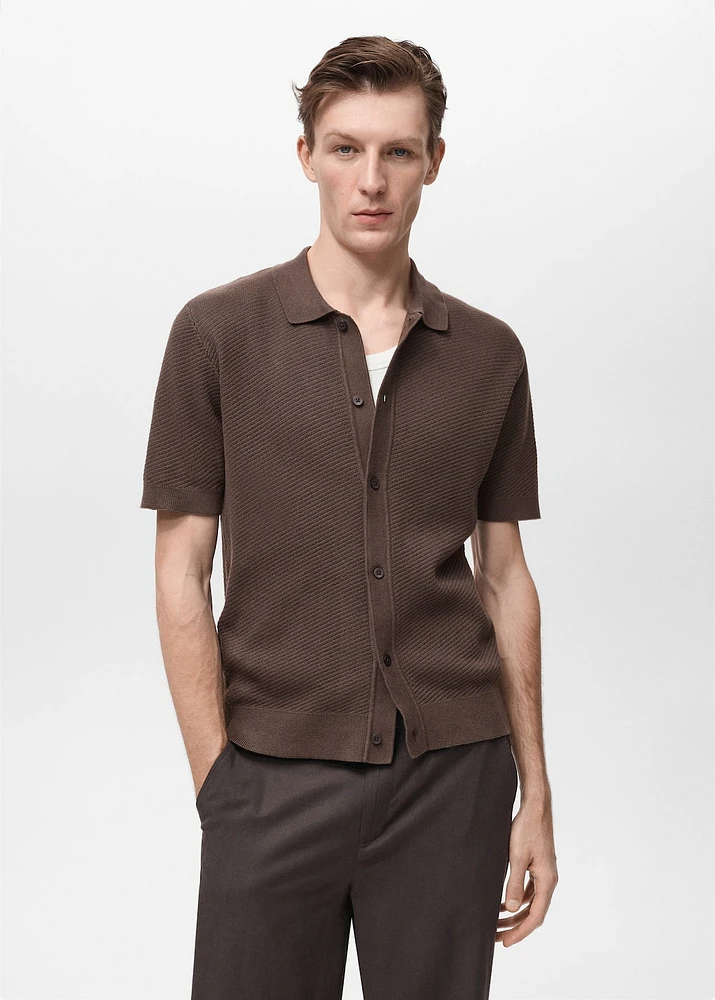 Openwork knitted structured shirt