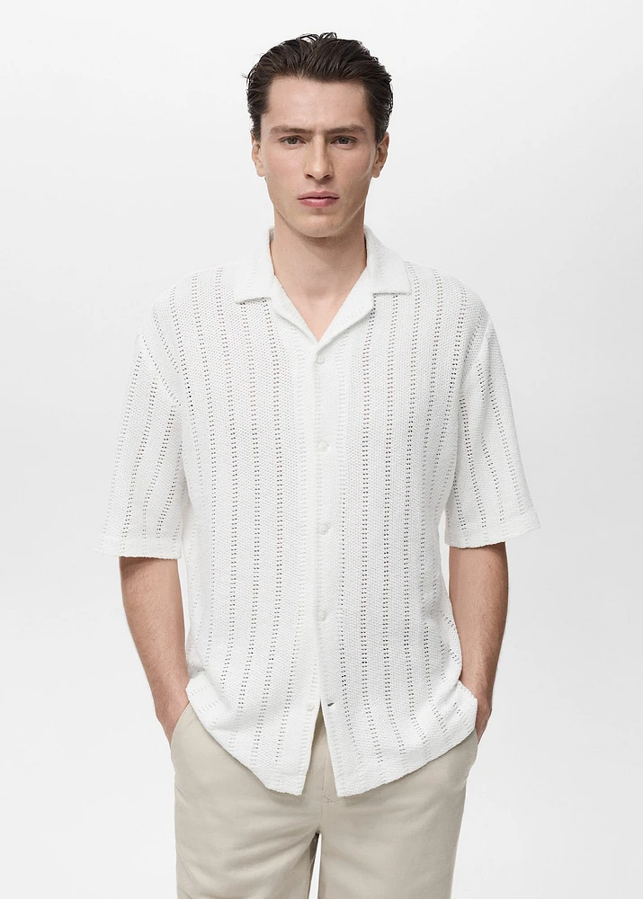 Knitted shirt with pointelle detail