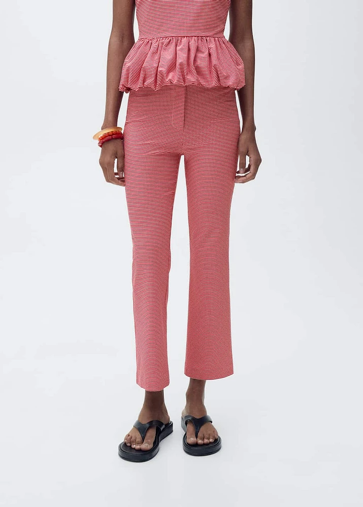 Gingham-check cropped pants