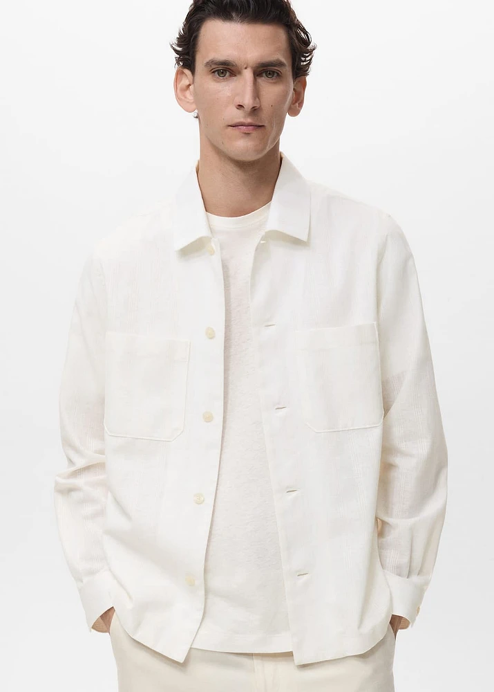 Linen-blend overshirt with pockets