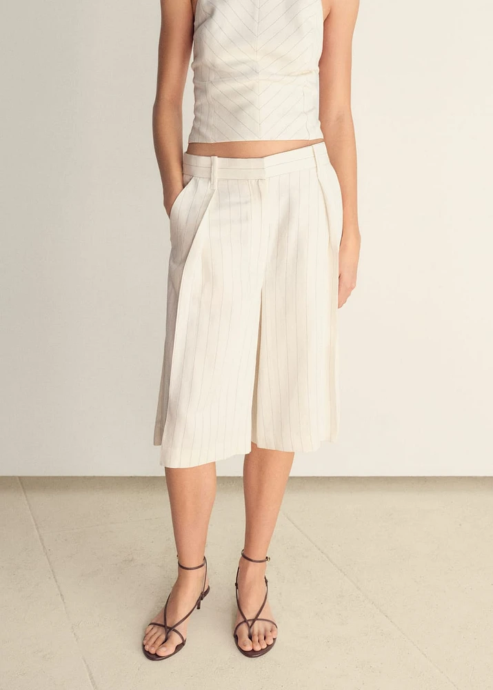 Striped linen-blend bermuda shorts