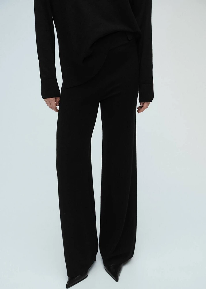Fine-knit wide-leg pants